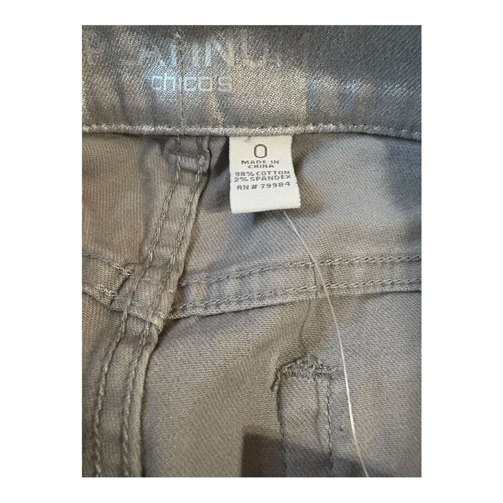 Chico's NWT Platinum Denim Metallic Jeans in a silver color. - Picture 6 of 7